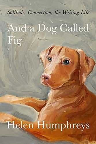 Buchcover mit einem gemalten rotbraunen Hund, ‘And a Dog Called Fig’. Der Hund hat ruhige, intelligente Augen.