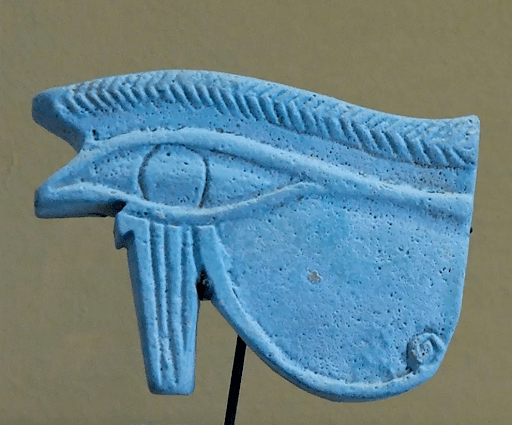 A piece of blue Egyptian art called Eye of Horus, which shows the history of color psychology and their great life source, the Nile River.