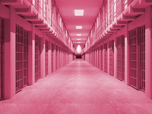 An image of a pink hallway which is supposed to induce calm and lesson aggression, according to color psychology.