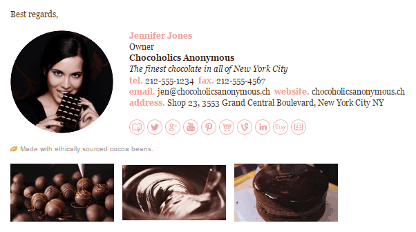 Animated email signature example