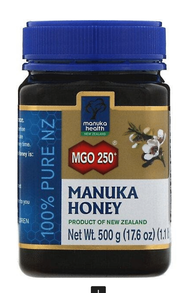 The Manuka honey jar, which looks like a medicine container