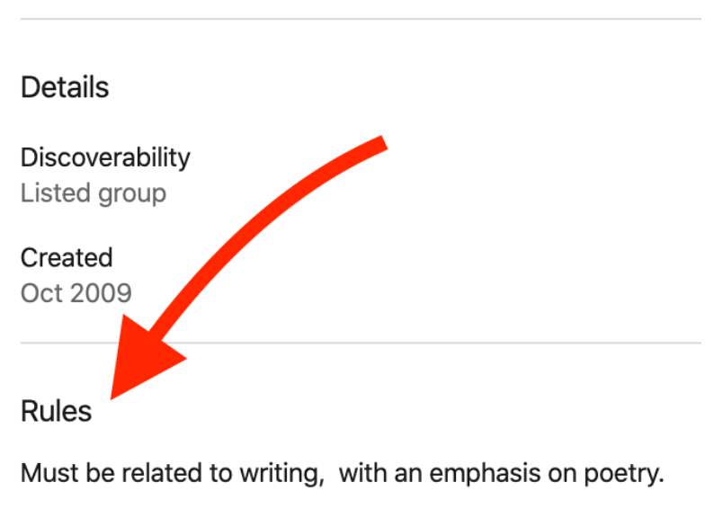 LinkedIn group rules that are related to writing and poetry group