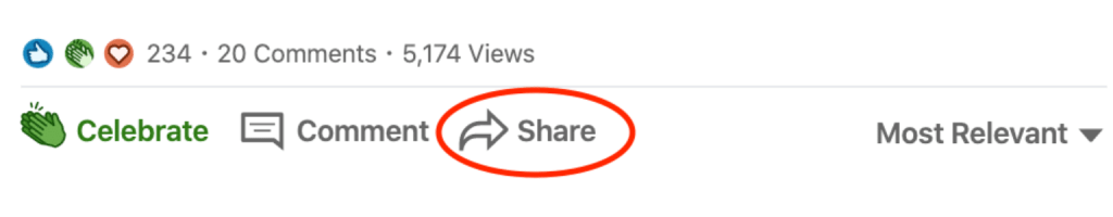 LinkedIn sharing a post