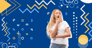 A woman in the act of yawning