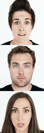 An image from Science of People of three people making the fear micro expression, which relates to the article on how to tell if someone is lying.