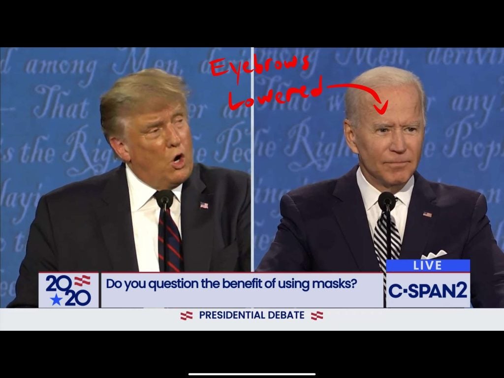 Biden lowers his eyebrows in anger