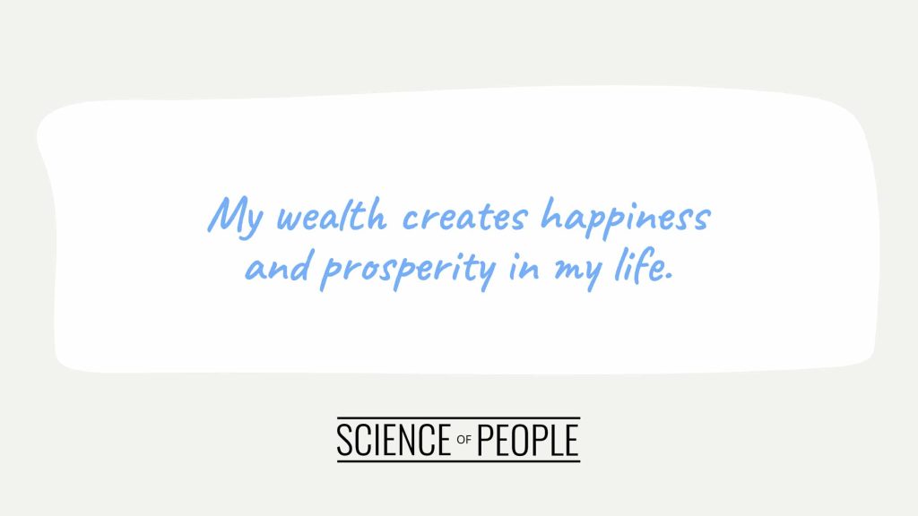 Positive affirmation: : My wealth creates happiness and prosperity in my life.