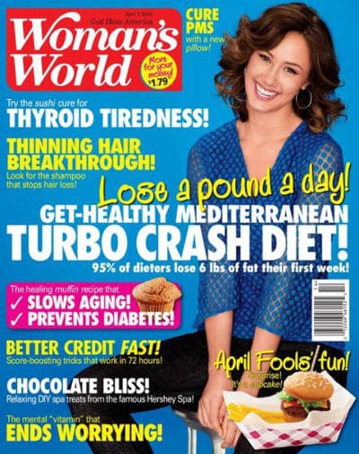 Body language of a women tilting her head on a magazine cover