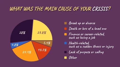 A pie graph showing the main causes an existential crisis.