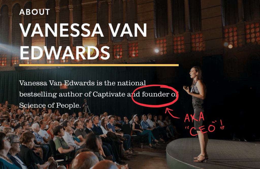 Vanessa Van Edwards on the stage talking 