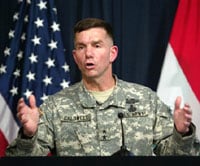 U.S. spokesman Maj. Gen. William Caldwell using this gesture