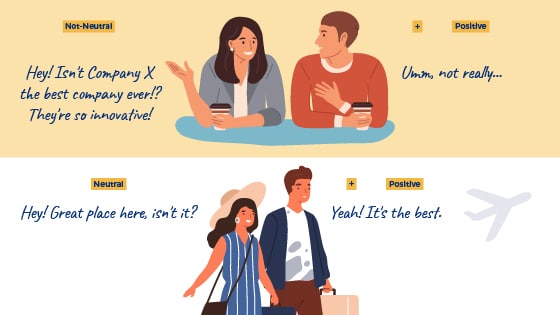 This infographic shows the difference between neutral positive comments and non-neutral positive comments.