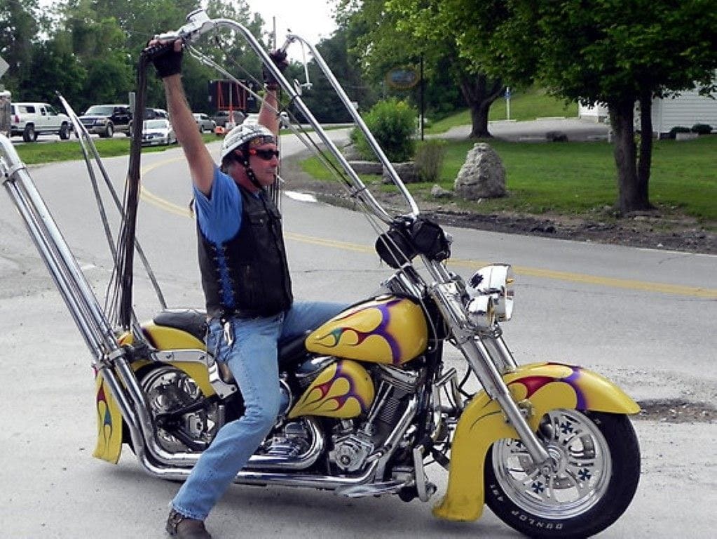 Confident man on a motorcycle