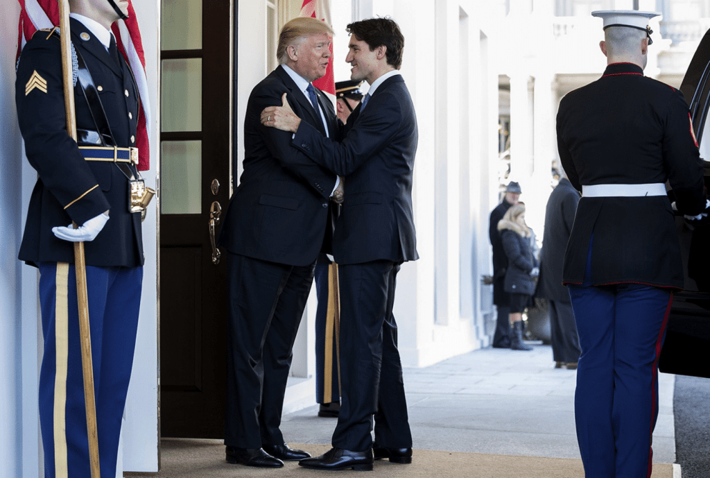 Donald Trump invading intimate space of Prime Minister Justin Trudeau