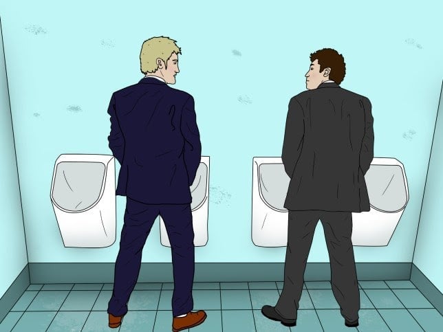 two man at the urinal