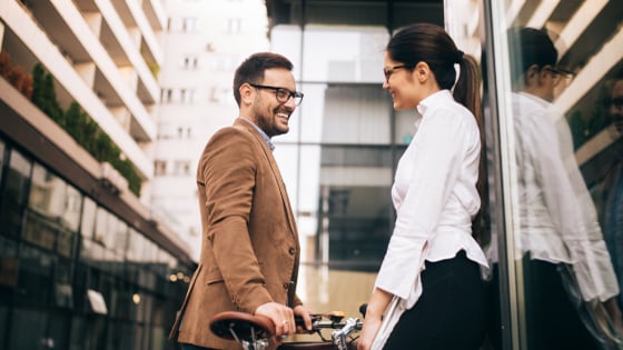 Image showing 2 people looking at each other smiling