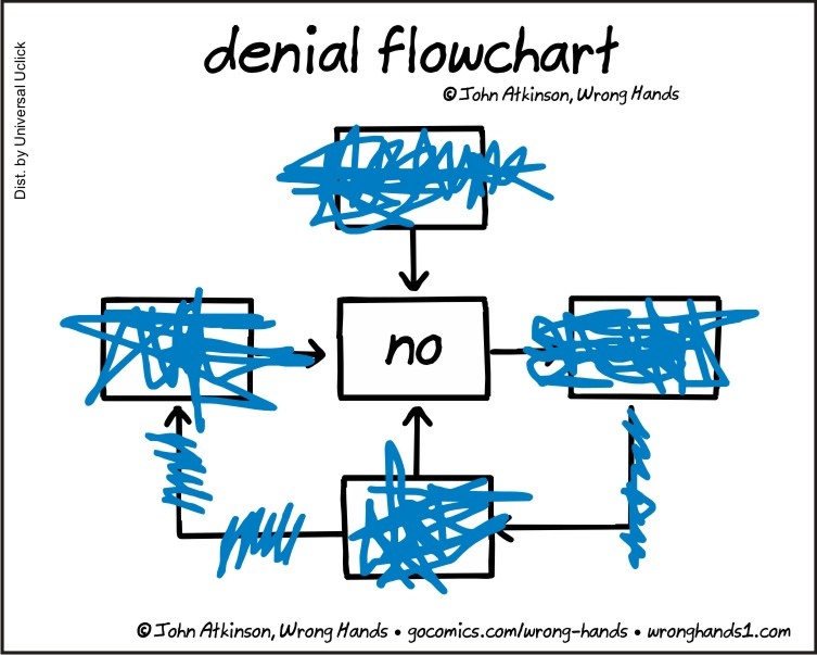Graphic showing the denial flowchart by John Atkinson