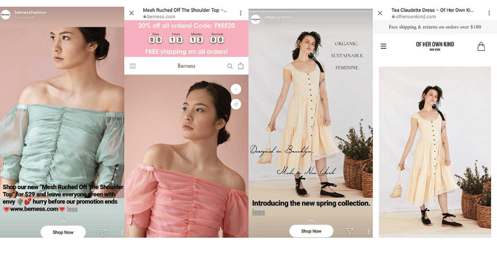 Image shows different clothing ads, where the models are not smiling