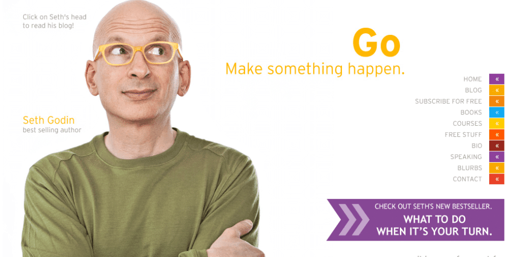 Screenshot of Seth Godin's website banner