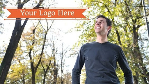 Ad model looking at the message or focus point on the image