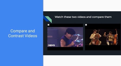 Descriptive text example: "compare and contrast videos" vs "watch these two videos and compare them" 