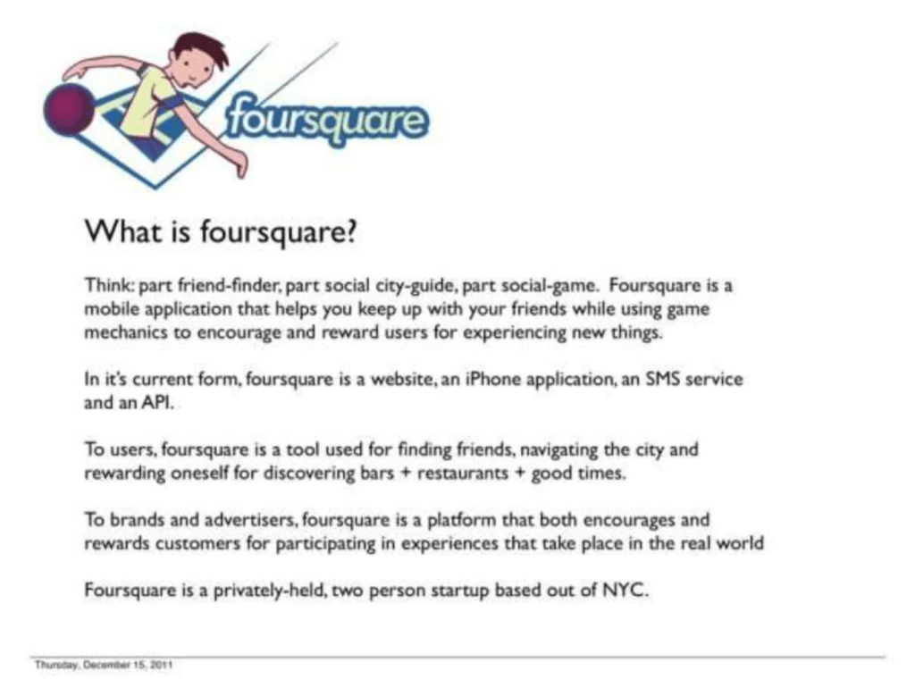 Foursquare pitch deck long text slide