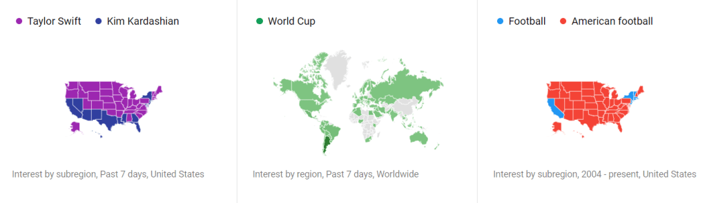 Google trends global map view of keywords