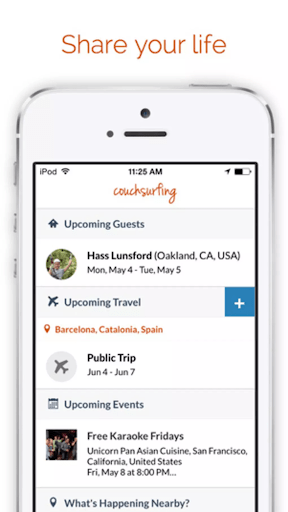 Couchsurfing friendship app