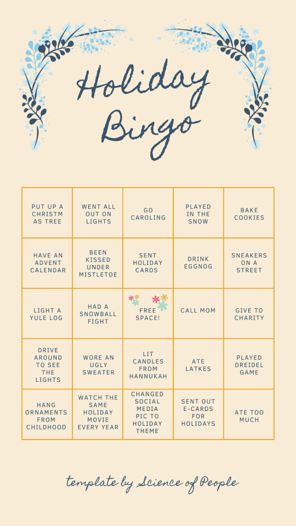 Holiday Bingo template