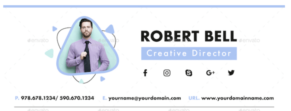 An email signature that has elements that match the outfit of the owner.