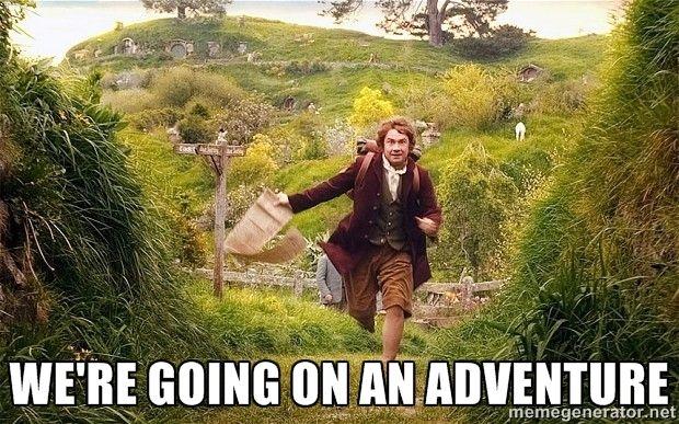 A meme of a man running with the text "We're going on an adventure" below.