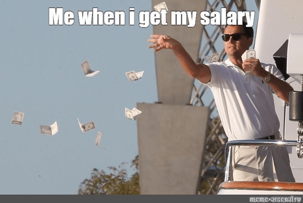 A meme of a mom giving away money with the text "Me when i get my salary."