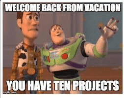 112 Funniest Coworker Memes Guaranteed To Make You Laugh 14 "Welcome back from vacation... you have ten projects"