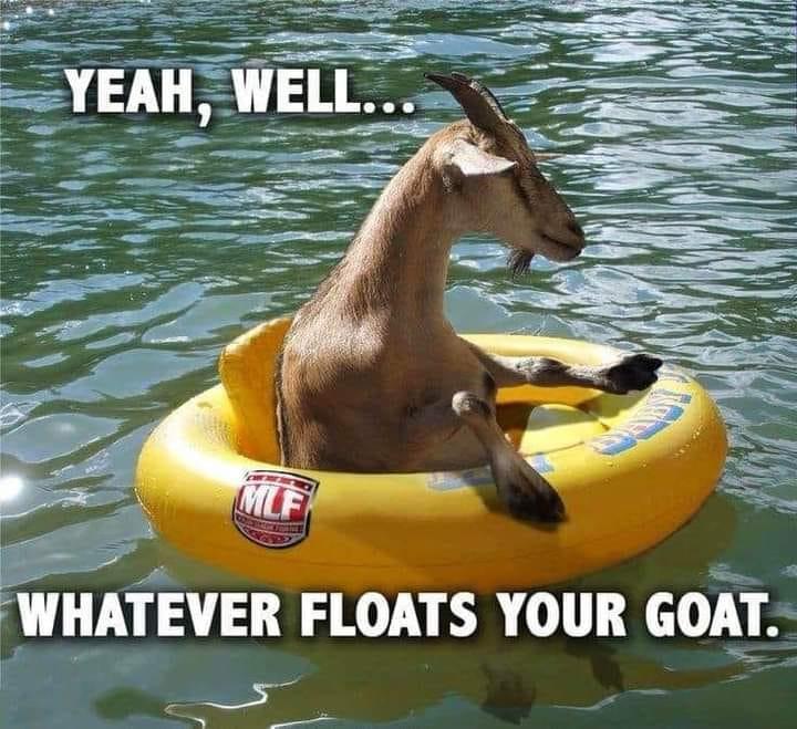 Yeah, well.. Whatever floats your goat.