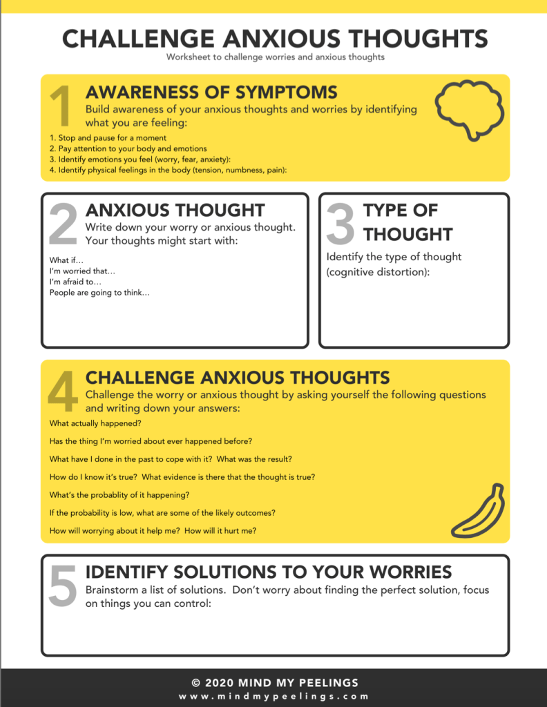 Challenge anxious thoughts chart