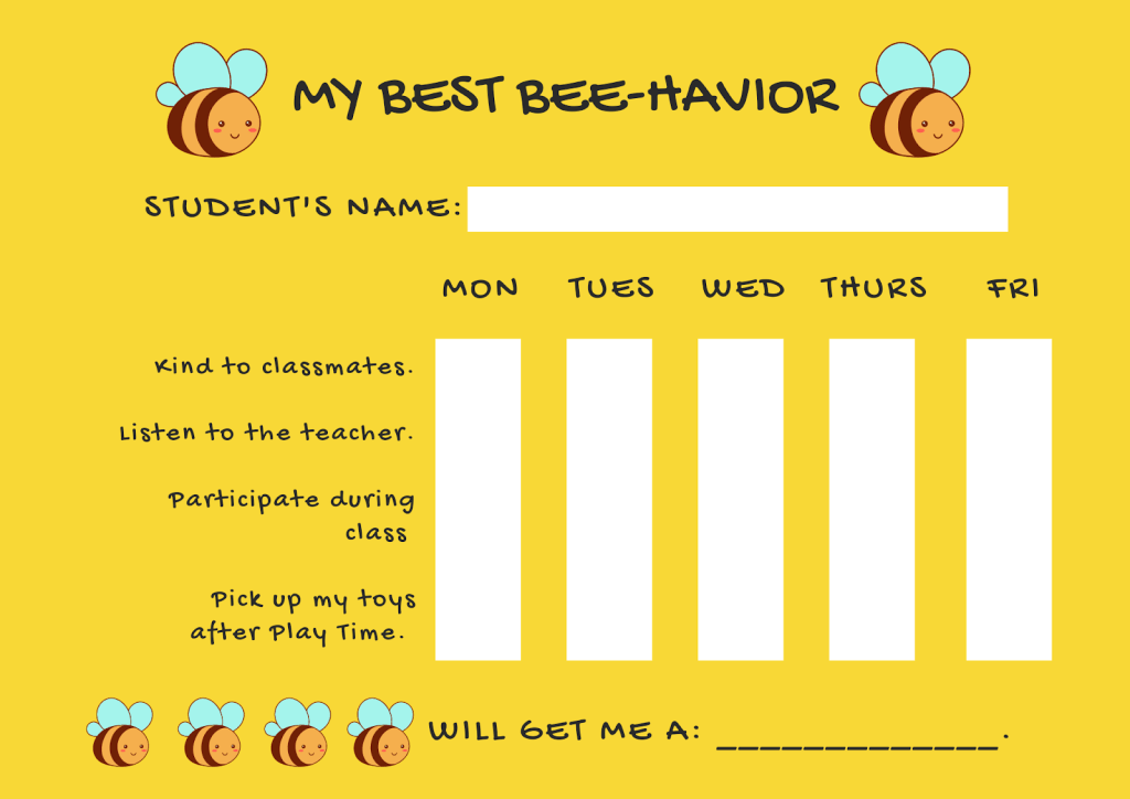 My best bee-havior worksheet