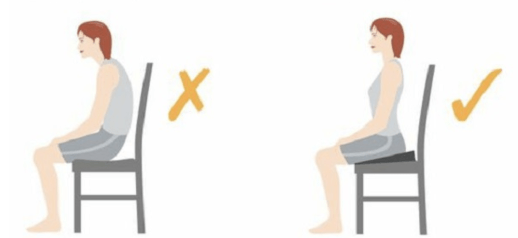 A picture showing the right posture when sitting.