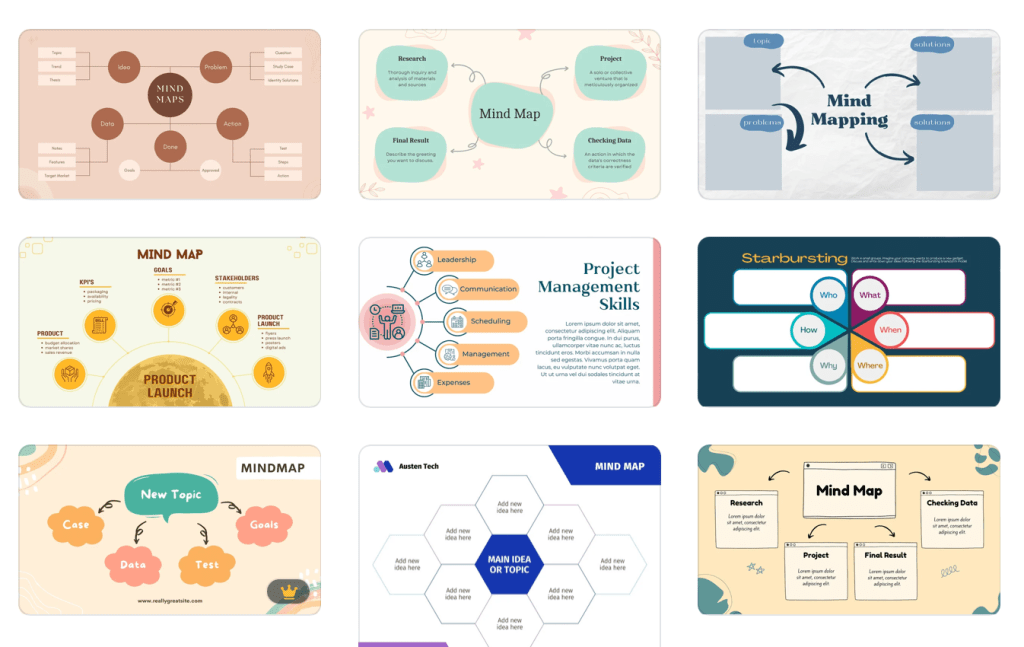 Canva templates for mind maps.