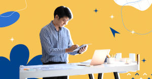 Busy man working on a corporate job