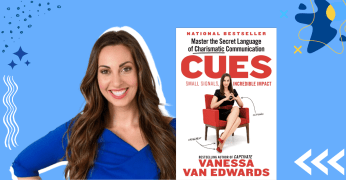 "Cues" book cover with author Vanessa Van Edwards