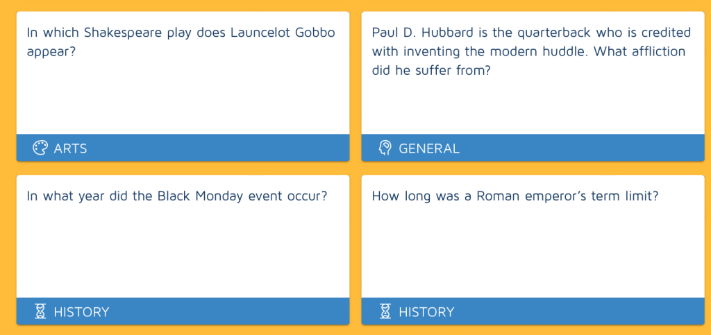 Random Trivia generator trivia games