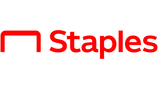An image of the Staples logo. Most people are socked to see the "L" is actually a half-open staple, which is an example of the mandela effect.