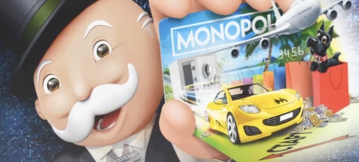 An image of the monopoly man holding up a monopoly card. Most people remember him having a monocle but he doesn't, which is an example of the mandela effect.