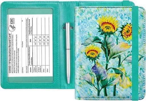 Vibrant floral design passport case retirement gift for women