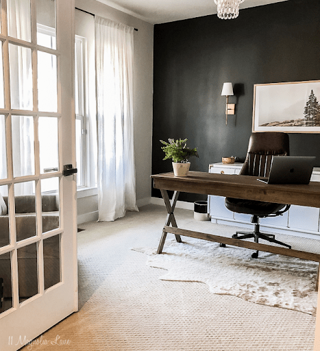 Add an accent wall as an office decor idea