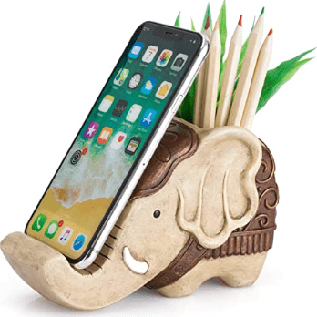 Elephant pen holder with a phone stand from COOLBROS that would make a unique employee gift.