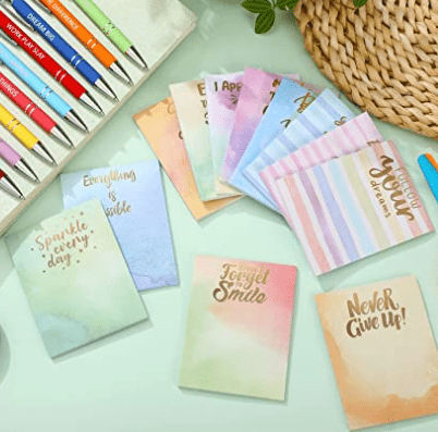 Motivating notepads and pens from Geyee that would make a unique employee gift.