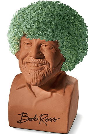 Bob Ross chia pet that would make a unique employee gift.