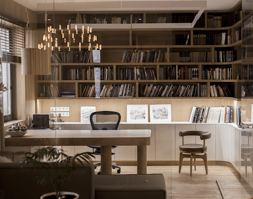 Create your dream library as an office decor idea