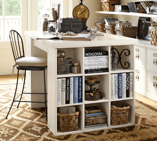 Desk with cubby space for your projects as an office decor idea